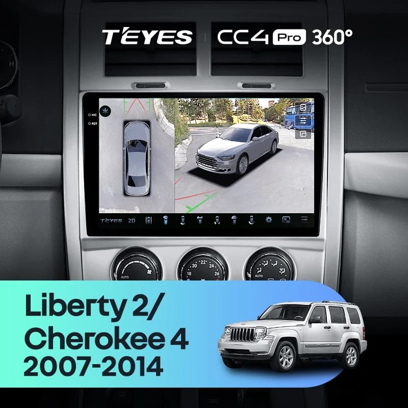 Штатная магнитола Teyes CC4 Pro 360 8/128 Cherokee 4 KK (2007-2014)