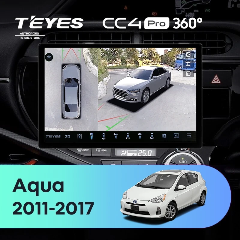 Штатная магнитола Teyes CC4 Pro 360 8/128 Toyota Aqua (2011-2017) Правый руль (13")