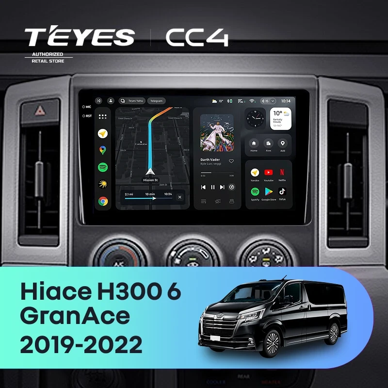 Штатная магнитола Teyes CC4 6/64 Toyota Hiace H300 VI (2019-2022) Тип-A
