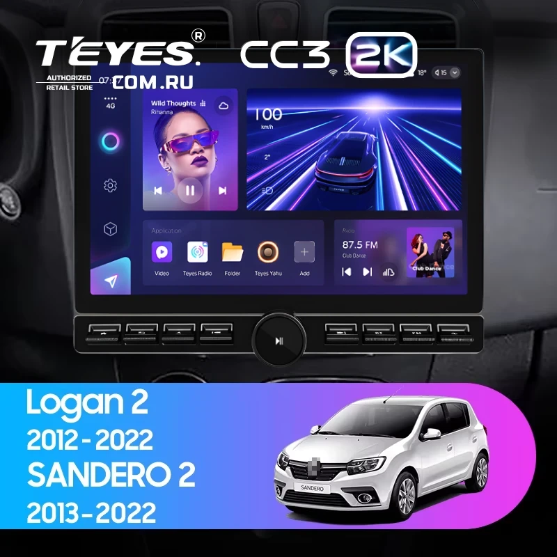 Штатная магнитола Teyes CC3 2K 6/128 Renault Logan 2 (2012-2022) F1 (13" с кнопками)
