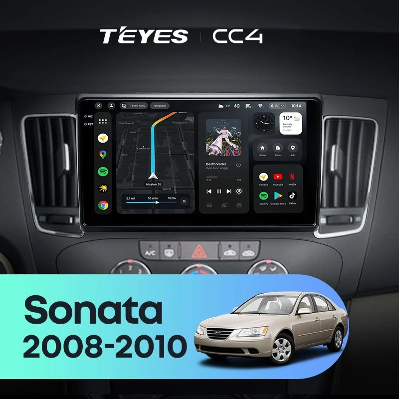 Штатная магнитола Teyes CC4 6/64 Hyundai Sonata NF (2008-2010) F1