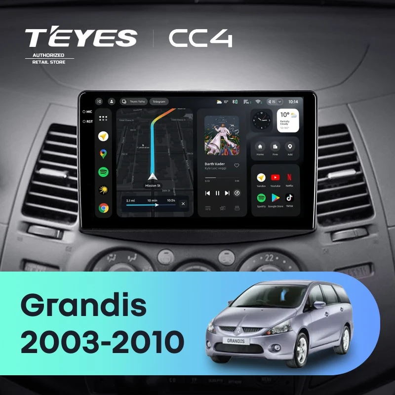 Штатная магнитола Teyes CC4 6/64 Mitsubishi Grandis 1 (2003-2010) F1