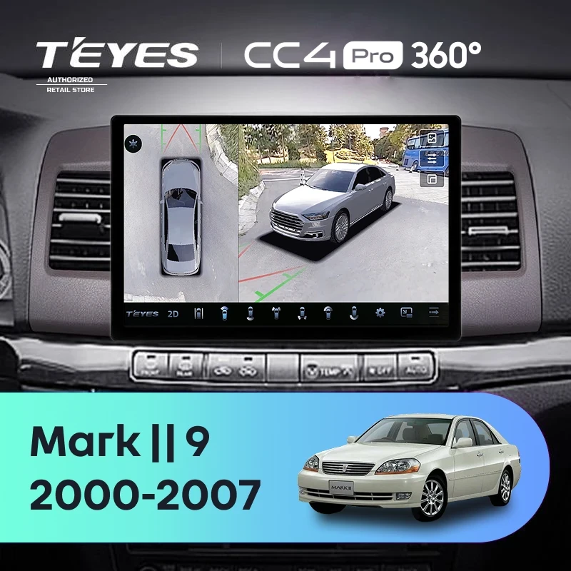 Штатная магнитола Teyes CC4 Pro 360 8/128 Toyota Mark II 9 X110 (2000-2007) F2 (11")