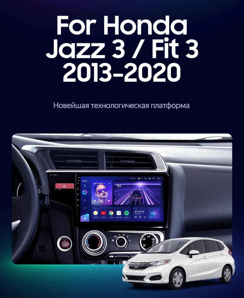 Штатная магнитола Teyes CC3 2K 6/128 Honda Fit 3 (2013-2020) Тип-A