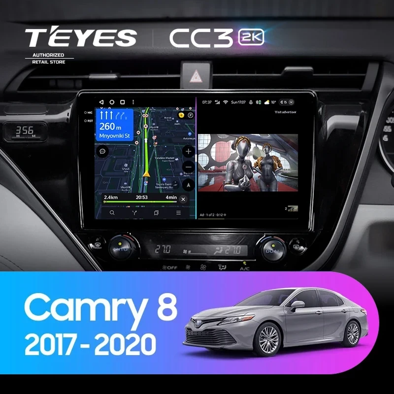 Штатная магнитола Teyes CC3 2K 6/128 Toyota Camry 8 XV 70 (2017-2020) Правый руль