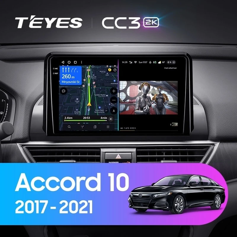 Штатная магнитола Teyes CC3 2K 6/128 Honda Accord 10 CV (2017-2021) Тип-B