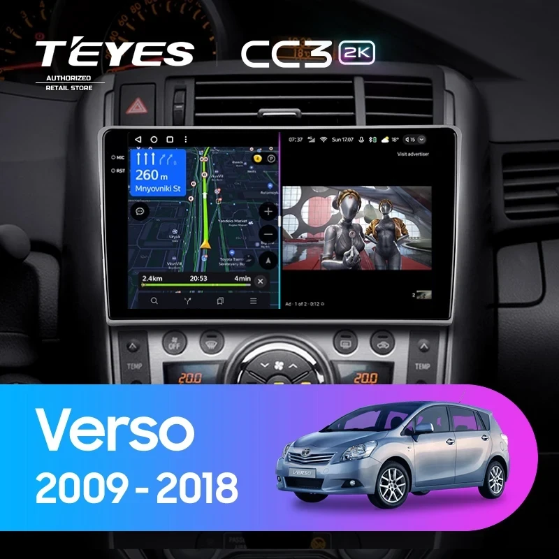 Штатная магнитола Teyes CC3 2K 4/64 Toyota Verso R20 (2009-2018) F1