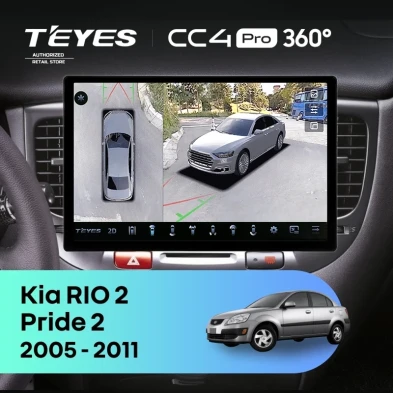 Штатная магнитола Teyes CC4 Pro 360 8/128 Kia Rio 2 (2005-2011) F2 (13")