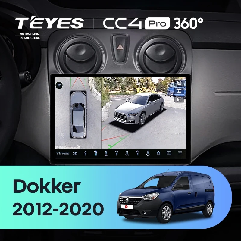 Штатная магнитола Teyes CC4 Pro 360 12/256 Renault Dokker (2012-2020) (13")
