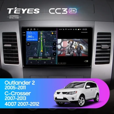 Штатная магнитола Teyes CC3 2K 6/128 Mitsubishi Outlander 2 (2005-2011) Тип-A