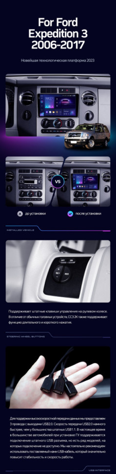 Штатная магнитола Teyes CC3 2K 6/128 Ford Expedition 3 U3242 U3542 U324 U354 (2006-2017)