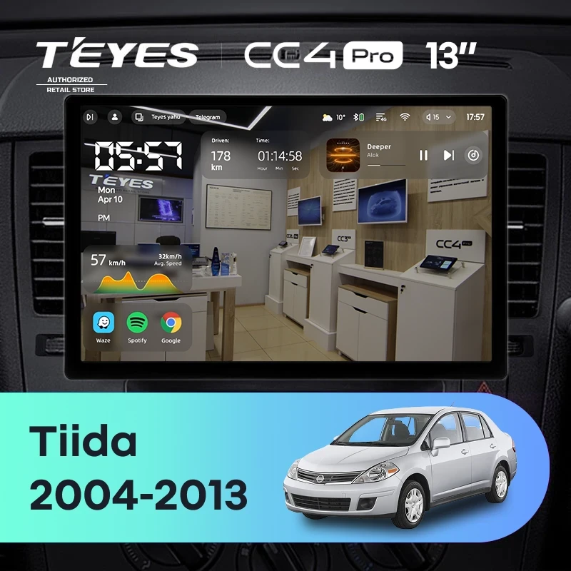 Штатная магнитола Teyes CC4 Pro 12/256 Nissan Tiida C11 (2004-2013) F2 (13")