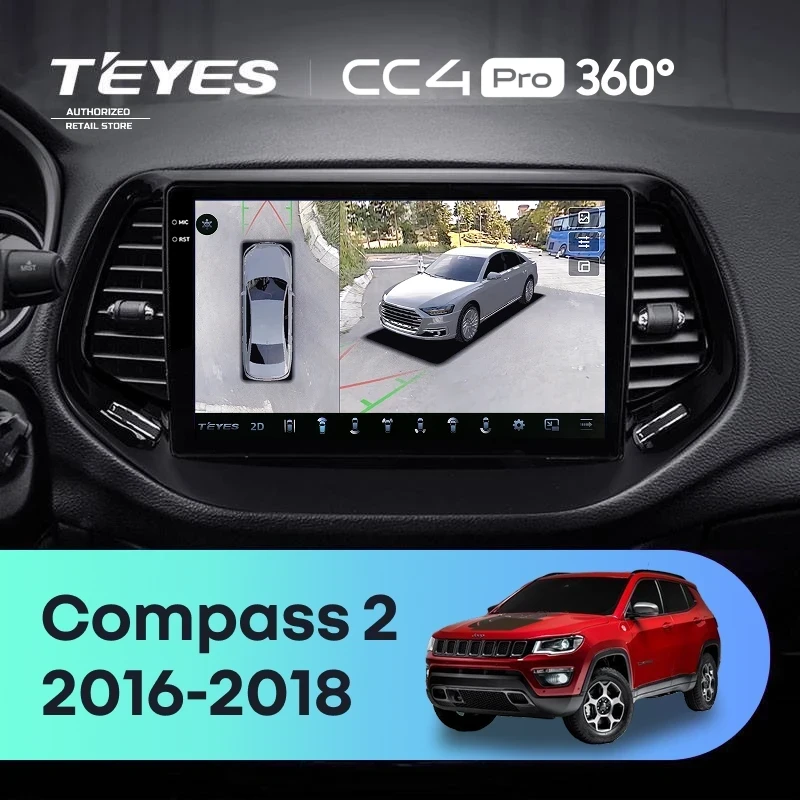 Штатная магнитола Teyes CC4 Pro 360 8/128 Jeep Compass 2 MP (2016-2018)