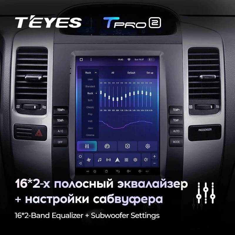 Штатная магнитола Tesla style Teyes TPRO 2 3/32 Toyota Land Cruiser Prado 120 (2002-2009) Тип-B